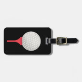 Étiquette À Bagage Red Golf Tee and Ball on Black (Devant horizontal)