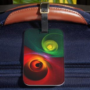 Étiquette À Bagage Red Green Yin Yang Moderne Motif d'art Abstrait #2