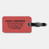 Étiquette À Bagage Red Linen Texte (Dos horizontal)