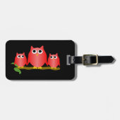 Étiquette À Bagage Red Owls Design  (Devant horizontal)