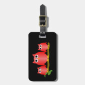 Étiquette À Bagage Red Owls Design  (Devant Vertical)