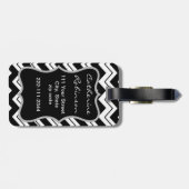 Étiquette À Bagage Red Poppy Black White Zizzag Chevron Custom (Dos horizontal)
