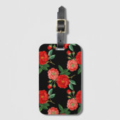 Étiquette À Bagage Red Roses, Black Background, (Devant Vertical)
