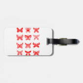 Étiquette À Bagage Red Tribal Butterfly Ornamental (Dos horizontal)