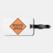Étiquette À Bagage Reduce Speed Orange Diamond Road Sign (Dos horizontal)