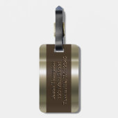 Étiquette À Bagage Regard métallique d'or de monogramme (Dos Vertical)