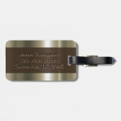 Étiquette À Bagage Regard métallique d'or de monogramme (Dos horizontal)
