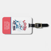 Étiquette À Bagage Regarde-Moi Chat Dans Le Casquette (Devant horizontal)