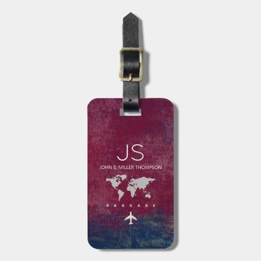 Étiquette À Bagage regarder vieilles carte du monde nom nice travel (Devant Vertical)