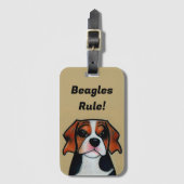 Étiquette À Bagage Règle beagle - Balise de bagage de dessin (Devant Vertical)