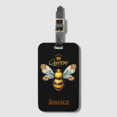 Étiquette À Bagage Reine Abeille Vintage Personnalisé (Devant Vertical)