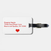 Étiquette À Bagage Reine d'étiquette de bagage de carte de coeurs (Dos horizontal)