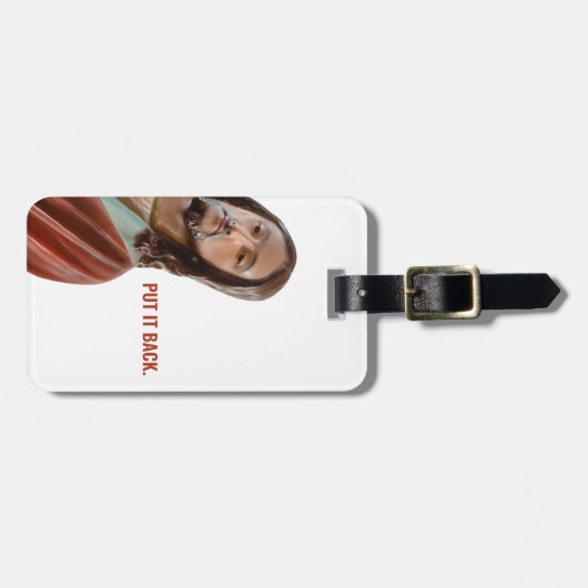 Étiquette À Bagage Remettez-Le Drôle Jésus Sur arrière - plan Blanc (Devant horizontal)