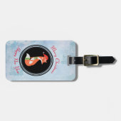 Étiquette À Bagage Renard orange en chapeau rouge Noël Joyeux Noël (Devant horizontal)