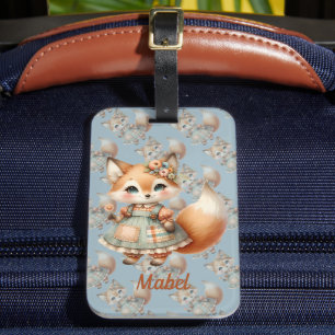 Étiquette À Bagage Renard pastel floral Cottagecore fantaisiste