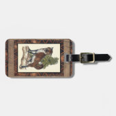 Étiquette À Bagage Renard rustique sur un tronc d'arbre (Devant horizontal)