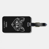 Étiquette À Bagage Renard tribal noir et blanc (Dos horizontal)