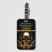 Étiquette À Bagage Rencontre d'Aliens d'or à la zone 51 (Devant Vertical)