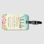 Étiquette À Bagage Rencontrez-nous Beach Floral Calligraphie Enregist (Devant Horizontal)