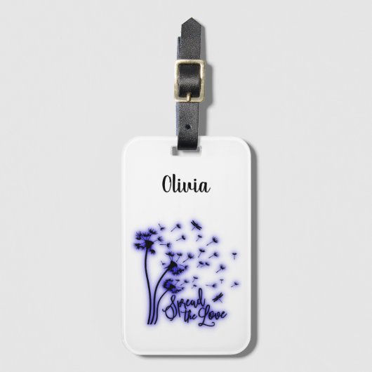 Étiquette À Bagage Répandre Les Dandelions Amoureux et les libellules (Devant Vertical)