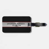 Étiquette À Bagage Représentation de métal brossé et monogramme noir (Dos horizontal)