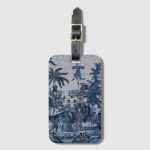 Étiquette À Bagage Repro Chinoiserie Delft Carrelage bleu et blanc