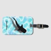 Étiquette À Bagage Requin baleine personnalisé avec plage tropicale o (Devant Horizontal)