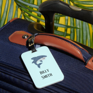 Étiquette À Bagage Requin bleu mignon personnalisé