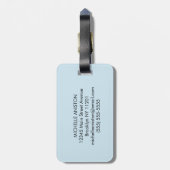 Étiquette À Bagage Requin bleu | Monogramme personnalisé (Dos Vertical)