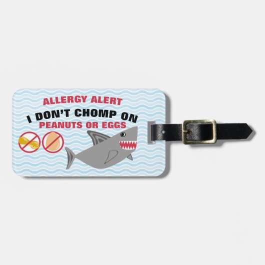 Étiquette À Bagage Requin d'alerte d'allergie d'arachide d'oeufs pour (Devant horizontal)
