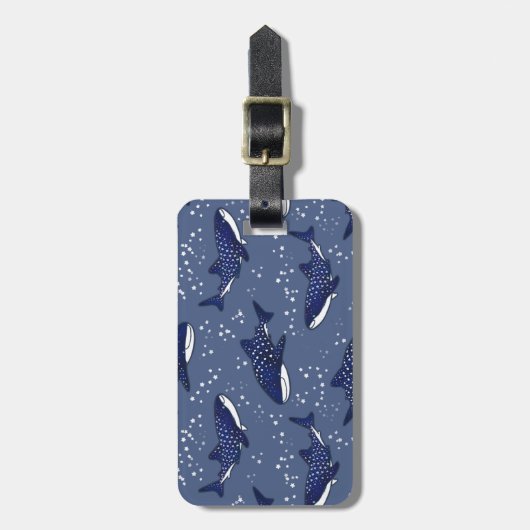 Étiquette À Bagage Requin de baleine étoilé (foncé) (Devant Vertical)