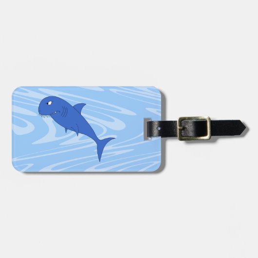 Étiquette À Bagage Requin de bande dessinée (Devant horizontal)