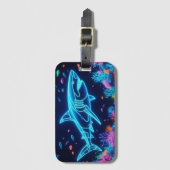 Étiquette À Bagage Requin néon coloré (Devant Vertical)