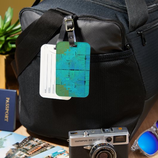 Étiquette À Bagage Résonance Aqua (Recto & Verso)