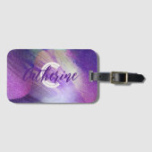 Étiquette À Bagage Résumé Pailletant Néon Magenta Nom & Initiale  (Devant Horizontal)