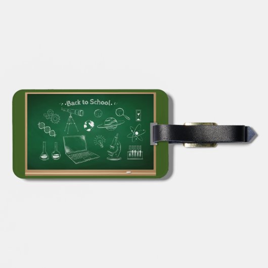 Étiquette À Bagage Retour à l'école Science Chalkboard Éducation (Dos horizontal)