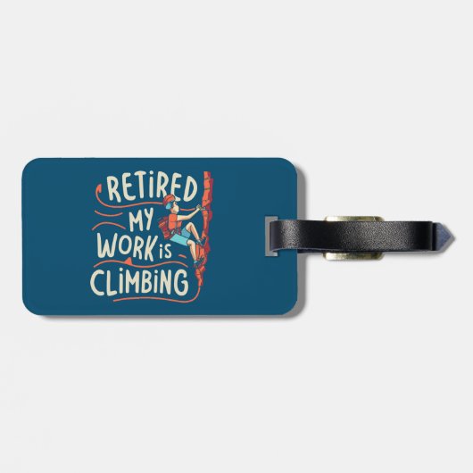 Étiquette À Bagage Retraité Mon Travail Est Escalade Flowy Lines (Dos horizontal)