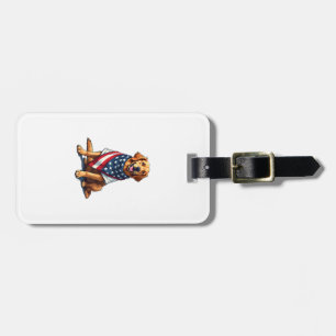 Étiquette À Bagage Retriever doré gravé amateur de chien Drapeau Amér