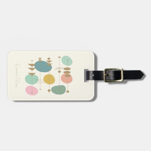 Étiquette À Bagage Rétro âge atomique milieu Mod MCM géométrique MCM (Devant horizontal)