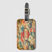 Étiquette À Bagage Retro Airline Style Custom Name Travel Stamps (Devant Vertical)