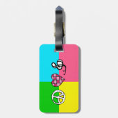 Étiquette À Bagage Rétro amour et musique de paix (Dos Vertical)