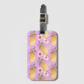 Étiquette À Bagage Retro ananas tropical imprimé sur arrière - plan l (Devant Vertical)