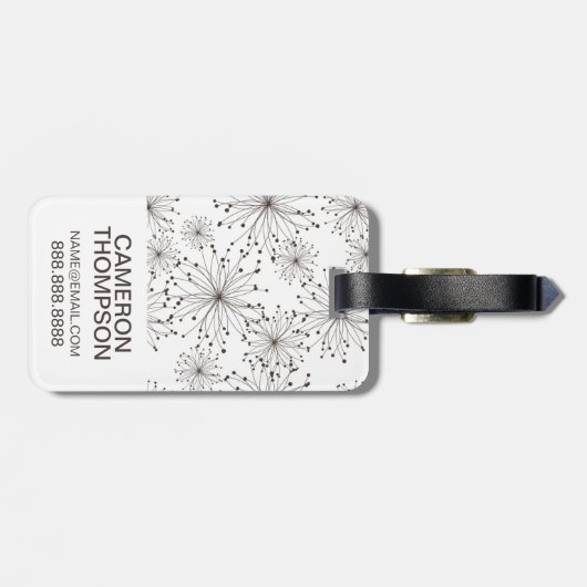 Étiquette À Bagage Rétro arrière - plan floral fait sur commande de (Dos horizontal)