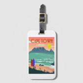 Étiquette À Bagage Retro Cap Afrique du Sud Table Mountain Art (Devant Vertical)