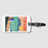 Étiquette À Bagage Retro Cap Afrique du Sud Table Mountain Art (Devant Horizontal)