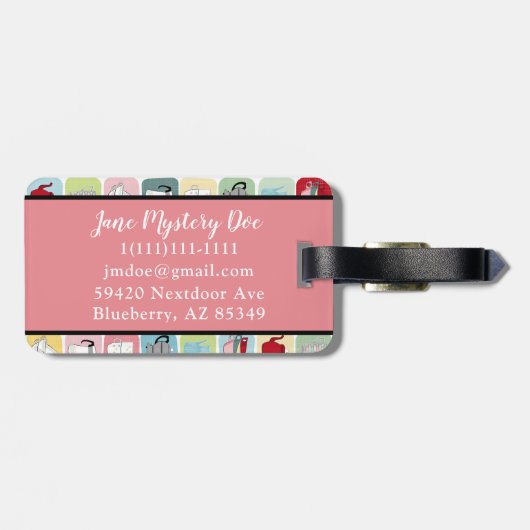 Étiquette À Bagage Retro Coffee Pots and Cups (Dos horizontal)