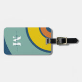 Étiquette À Bagage Retro Colorful Circle Geometric Monogram  (Devant horizontal)