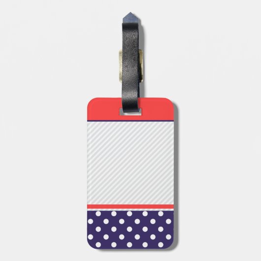 Étiquette À Bagage Rétro conception de pois avec le monogramme (Dos Vertical)
