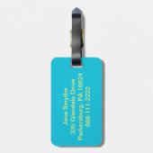 Étiquette À Bagage Rétro étiquette bleue de bagage de fleurs (Dos Vertical)