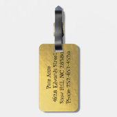 Étiquette À Bagage Rétro étiquette fascinante de bagage d'or (Dos Vertical)